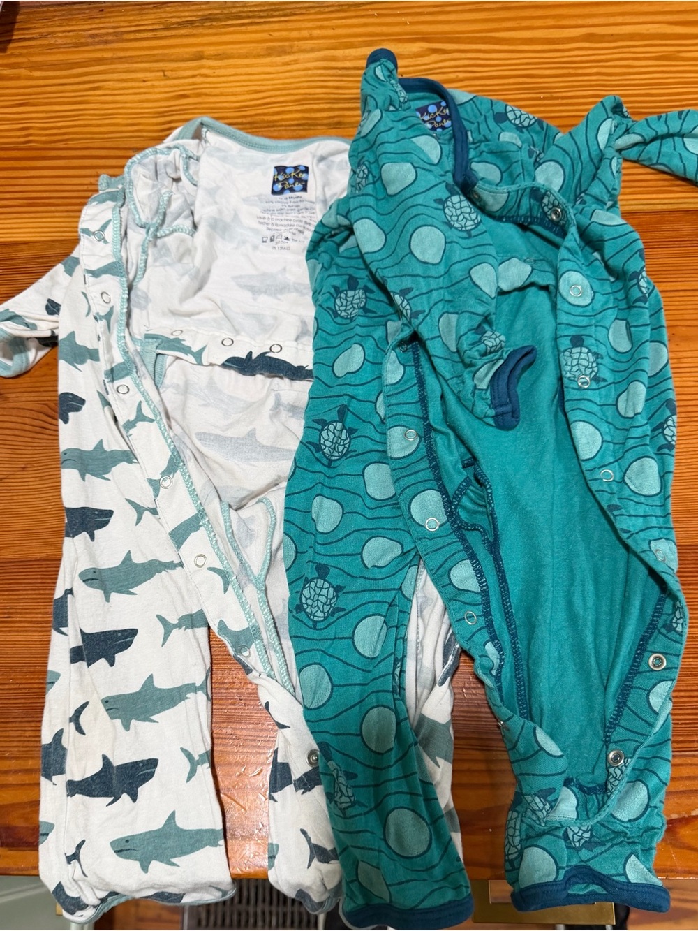 Kickee Pants Teal & White Shark Print Pajama Set